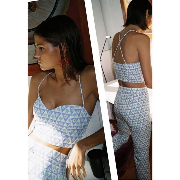 NWT ZARA printed Pants and Croptop Set, Small $100 E4 - Picture 2 of 9